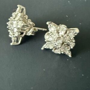 Diamond and Sterling Silver Floral Stud Earrings